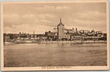 Postcard NY RPPC Waterfront Scenic View Ship Dock Pier Albany New York picture