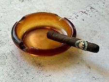 Vintage Dark Amber Glass Cigar Ashtray 6” Heavy 4 Slots picture