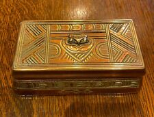 Antique Tiffany Studios NY#1192 American Indian Utility Box,Golden Gilt:Rarity#3 picture