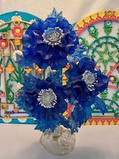 Vintage 1960s MCM Mid Century COBALT BLUE Lucite ACRYLIC FLOWERS Centerpiece picture