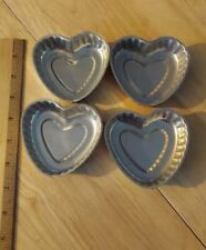 Vintage Mini Heart Shaped Cake Baking Pans Tart Muffin Tins 4 Inches Set of 4 picture