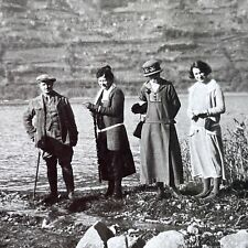 Antique 1925 Wealthy Family Lake Nemi Italy OOAK Stereoview Photo Card P3269 picture