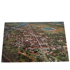 Postcard Manistique Michigan Upper Peninsula Aerial View Downtown Chrome picture