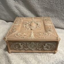 VTG Rare Genuine Inclay Carved Stone Large Jewelry Box picture