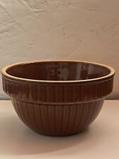 TWO VINTAGE OVER AND BACK YELLOW WARE  BROWN RIBBED MIXING BOWLS picture