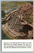 Monessen PA Pittsburgh Steel Company Plant P&LE Railroad Fogg Vtg Postcard G3 picture