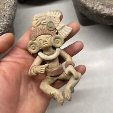 MLC s4615 4” Pre-Columbian Aztec - Olmec - Mixtec Clay Pottery Human Effigy Idol picture