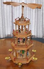 Lge Musical Christmas Windmill Pyramid Carousel Nativity Four-Tier VTG Working picture