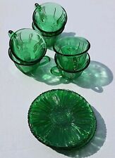 Vtg 6 Cups and Saucers Emerald Green and Display picture