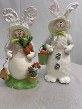 EASTER BUNNY Set Of 2 Irridescent Ears 10”/11” Tall Easter Decor Cute picture