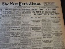 1936 OCTOBER 23 NEW YORK TIMES - 350,000 GREET ROOSEVELT IN CONNECTICUT- NT 6705 picture