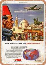 METAL SIGN - 1947 High Moments Over the Mediterranean World Airlines Vintage Ad picture