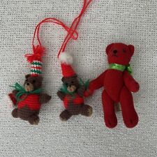 Vintage Handmade Crochet & Dept 56 Teddy Bears Christmas Holiday Ornaments picture