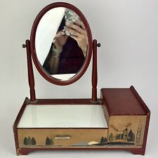 Vtg Tabletop Wood Painted Vanity Drawers & Tilting Mirror - Japanese kyodai? picture