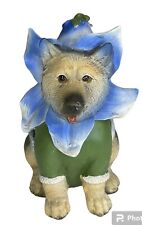 German Shepherd Blue Floral Hat Resin Tabletop Figurine picture