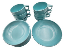 Vtg Watertown Lifetime Ware Melmac Lot 15 pcs Teal Cups and Bowls picture