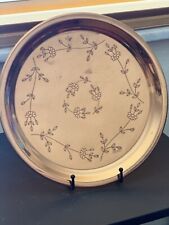 VINTAGE COPPER FLORAL EMBOSSED ROUND TRAY picture