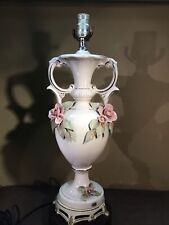 1940s CORDEY  PORCELAIN TABLE LAMP APPLIED ROSE RIBBONS ORNATE Excel.Cond. picture
