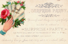1889 Lockport New York Surprise Party Ticket Card Invitation George Etzel picture