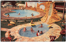 ROMNEY MOTOR LODGE Salt Lake City, Utah Swimming Pool Roadside Postcard c1950s picture