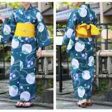 Japanese Womens' Yukata Obi Footwear 3pcs Set Blue Green Summer Kimono Japan New picture