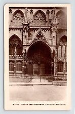 Lincoln Cathedral North East Doorway Street View Sepia UNP Vintage Postcard picture