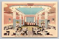Blue Room Roosevelt Hotel New Orleans Louisiana Vintage Unposted Linen Postcard picture