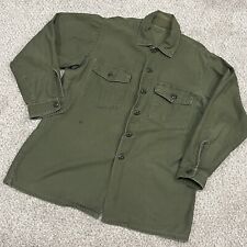 Army OG 107 Shirt Ex Large VTG 70s Vietnam Era Military Distressed Olive Green picture