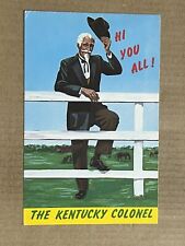 Postcard Kentucky Colonel Greetings Hi You All Horses Vintage KY PC picture