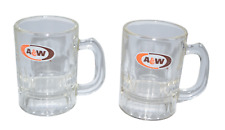 Vtg A & W Root Beer Mini Mugs Clear Glass Set of 2 Toothpick Holder Logo 3