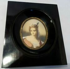 ANTIQUE HANDPAINTD VICTORIAN LADY PORTRAIT SIGNED FRAMED IN WOOD FRAME CONVIC GL picture