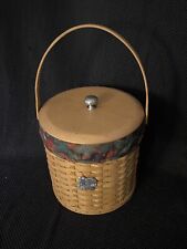 Longaberger Ice Bucket Basket w/ Plastic Insulated Insert Wood Lid & Liner 2003 picture