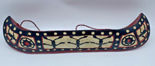 Hand Carved Native American Wooden Decorative Folk Art Canoe Hanging Vintage picture