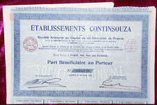3 BEARER BENEFICIARY SHARES * CONTINSOUZA ESTABLISHMENT * AUGUST 1925 picture