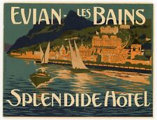 Evian Les Bains France Splendide Hotel LUGGAGE Label 1910 very rare TRÜB picture