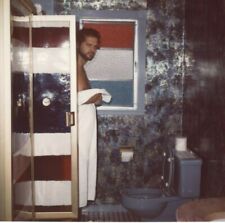 Young Man Getting Out of Shower Candid Angry Face Funny Vintage Photo picture