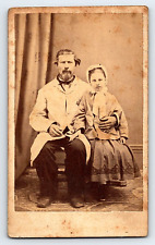 Original Old Vintage Photo Antique CDV Family Father Gentleman Lady Girl Dress picture