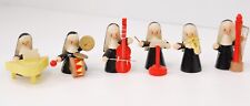 Vintage Nuns Playing Instruments Folk Figures Lot Of 6 Wood Nun Band Italy-Feri picture