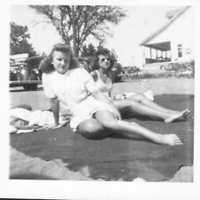 Two Attractive Young Women on Blanket Amateur B&W Photograph 3.5