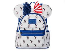 DUO DISNEY PARKS MICKEY MOUSE AMERICANA LOUNGEFLY BACKPACK AND EAR HEADBAND NWT picture