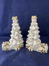 Pair of Lenox Collections THE JEWELED CHRISTMAS TREE CANDLESTICKS - NEW In BOX picture
