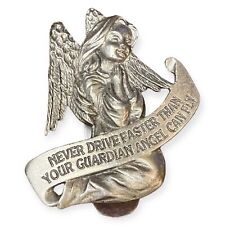 Never Drive Faster than Guardian Angel Can Fly Metal Auto Visor Clip NEW picture