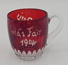 Antique 1904 Worlds Fair Souvenir Ruby Red FlashP Doris  EAPG Mug 3 Inch  picture
