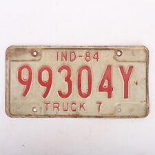 1984 Indiana Truck License Plate 99304Y Red Text White Background picture