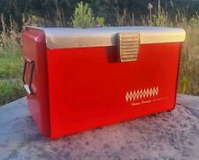 Vintage Poloron Thermaster Cooler Red 1950s Aluminum Ice Chest Original With Box picture