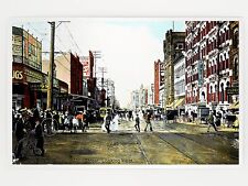 Main Street, Looking West, Dallas, TX 1908 Postcard - METALLIC LUSTER Reprint picture