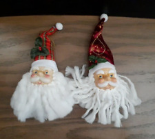 Vintage Santa Claus Head Ornaments-Glasses-Kind Faces-Full Beards-Lot of 2 C3 picture