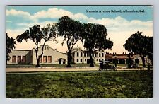 Alhambra CA-California, Granada Avenue School, Antique Vintage Souvenir Postcard picture