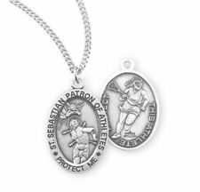 St. Sebastian Sterling Silver Women's Lacrosse Medal Necklace  picture
