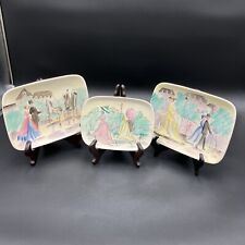3 Vintage Ucagco Wall hanging Plates 1950’s Colonial Park Scene Hand Painted picture